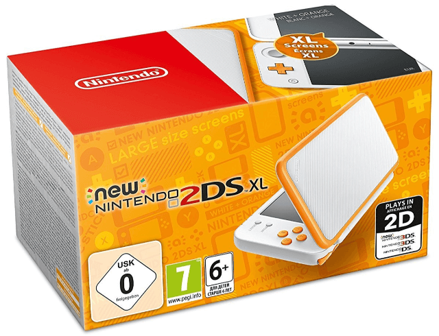 New Nintendo 2DS XL White + Orange box art for Nintendo 3DS